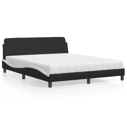 Lit avec matelas Dover noir et blanc 160x200 cm similicuir