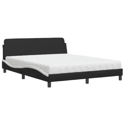 Lit avec matelas Dover noir et blanc 160x200 cm similicuir 2