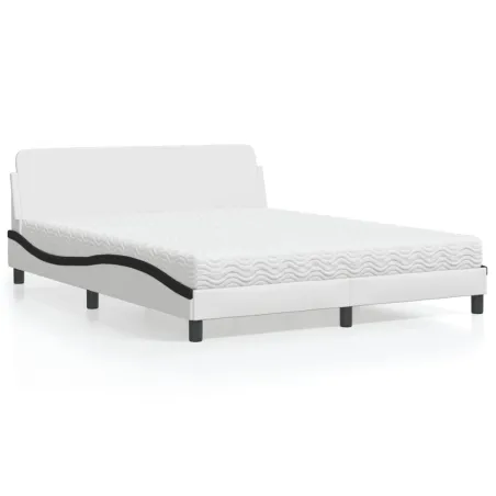 Lit avec matelas Dover blanc et noir 160x200 cm similicuir
