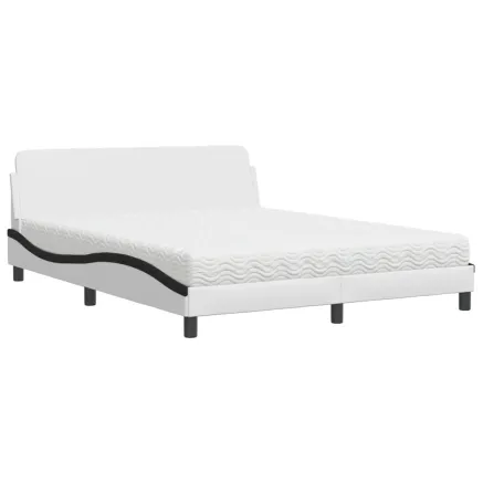 Lit avec matelas Dover blanc et noir 160x200 cm similicuir 2