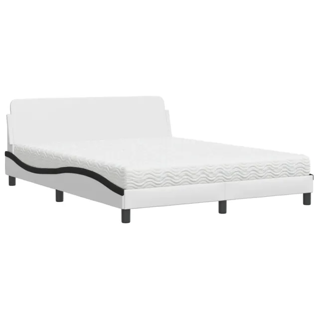 Lit avec matelas Dover blanc et noir 160x200 cm similicuir