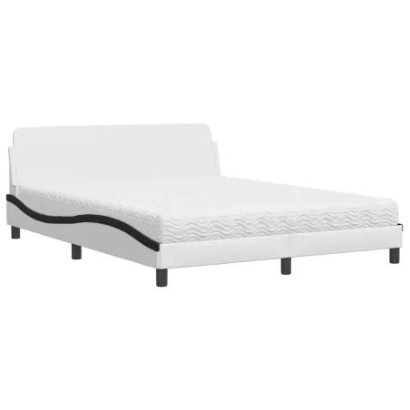 Lit avec matelas Dover blanc et noir 160x200 cm similicuir