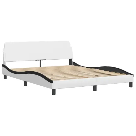 Lit avec matelas Dover blanc et noir 160x200 cm similicuir