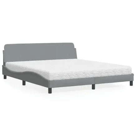 Lit avec matelas Dover gris clair 180x200 cm tissu
