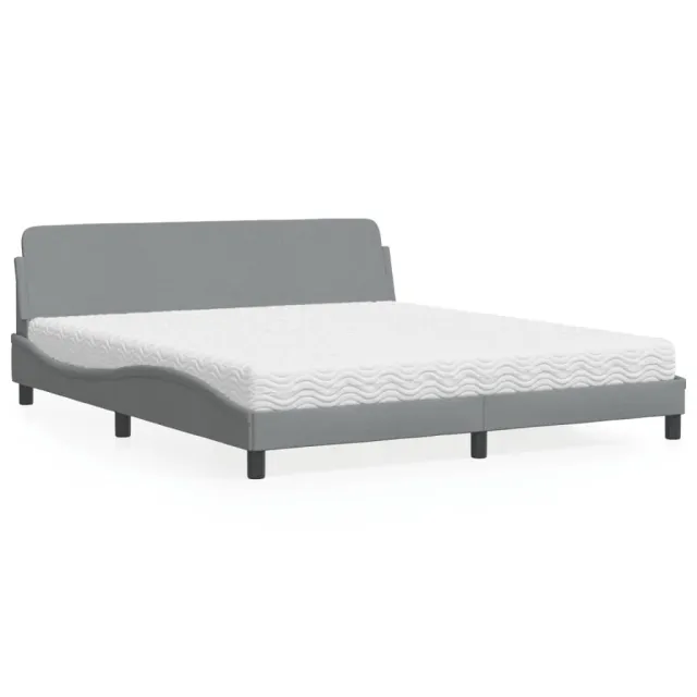 Lit avec matelas Dover gris clair 180x200 cm tissu