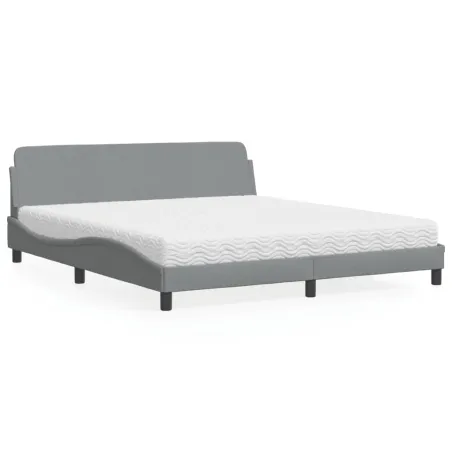 Lit avec matelas Dover gris clair 180x200 cm tissu