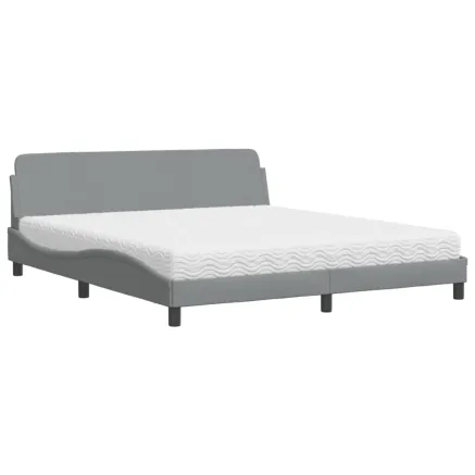 Lit avec matelas Dover gris clair 180x200 cm tissu 2