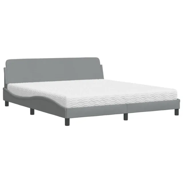 Lit avec matelas Dover gris clair 180x200 cm tissu