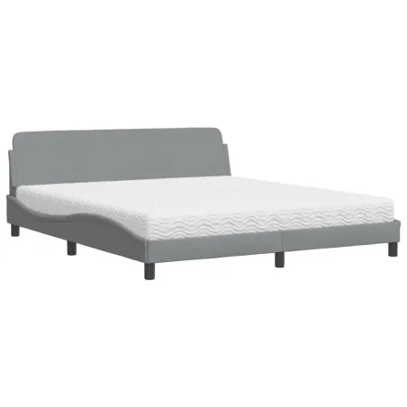 Lit avec matelas Dover gris clair 180x200 cm tissu