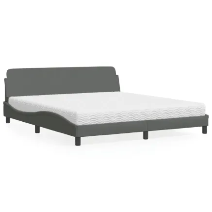 Lit avec matelas Dover gris foncé 180x200 cm tissu