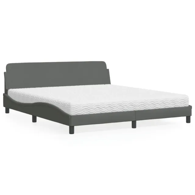 Lit avec matelas Dover gris foncé 180x200 cm tissu