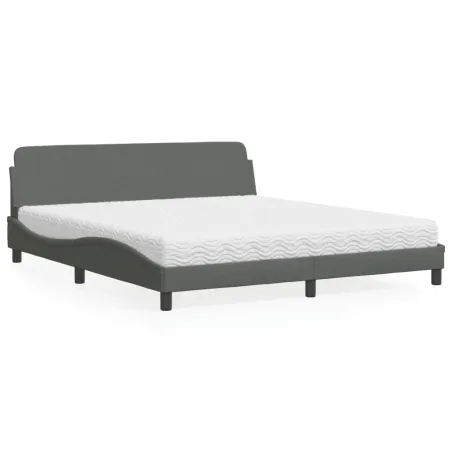 Lit avec matelas Dover gris foncé 180x200 cm tissu
