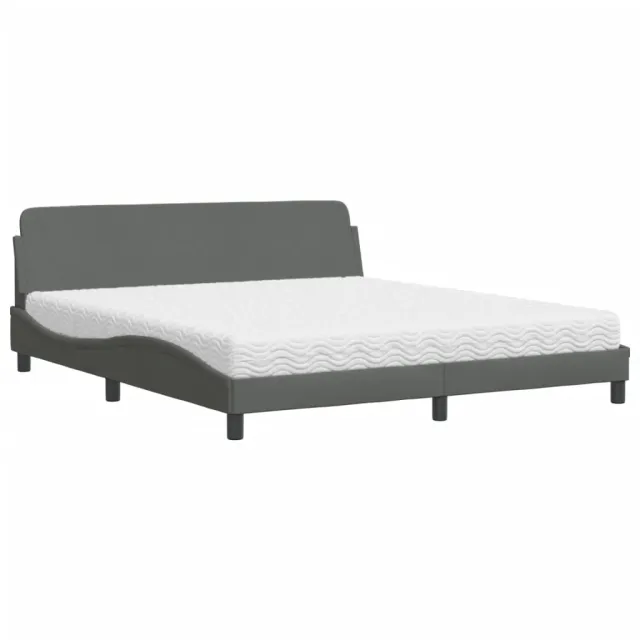 Lit avec matelas Dover gris foncé 180x200 cm tissu
