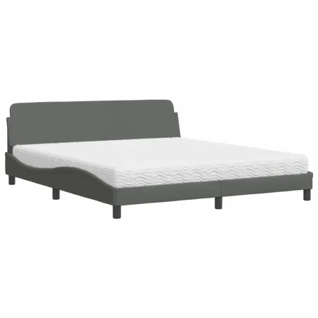 Lit avec matelas Dover gris foncé 180x200 cm tissu