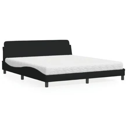 Lit avec matelas Dover noir 180x200 cm tissu