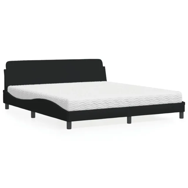 Lit avec matelas Dover noir 180x200 cm tissu