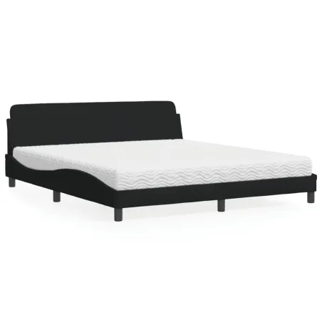 Lit avec matelas Dover noir 180x200 cm tissu