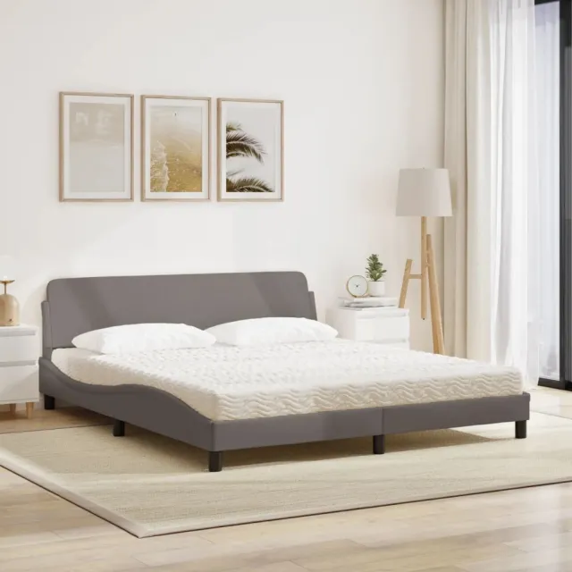 Lit avec matelas Dover taupe 180x200 cm tissu