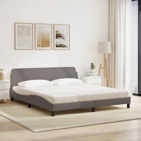 Lit avec matelas Dover taupe 180x200 cm tissu