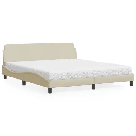 Lit avec matelas Dover crème 180x200 cm tissu