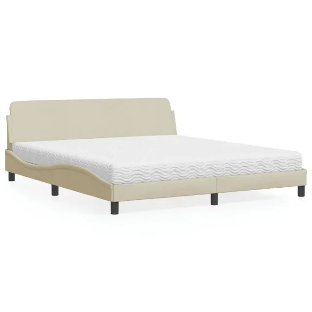 Lit avec matelas Dover crème 180x200 cm tissu