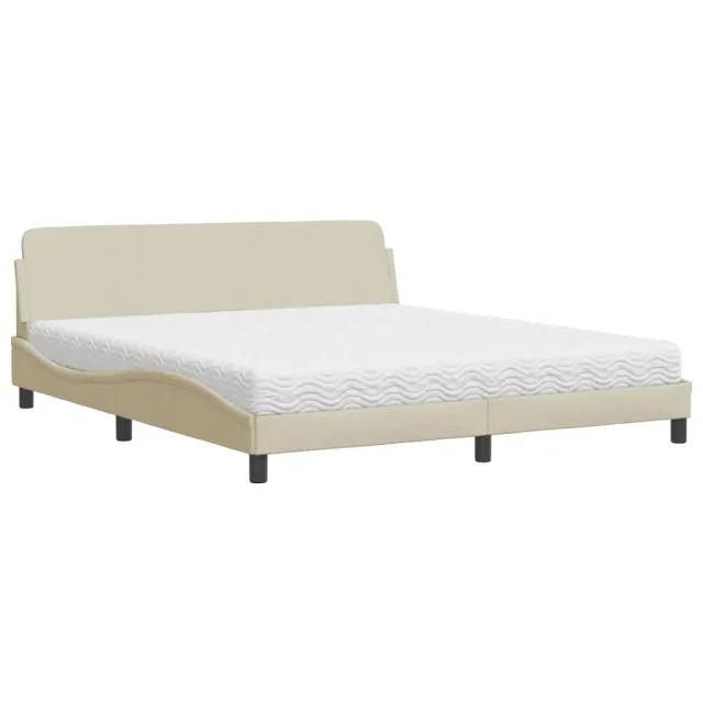 Lit avec matelas Dover crème 180x200 cm tissu