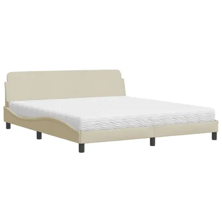 Lit avec matelas Dover crème 180x200 cm tissu