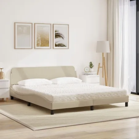 Lit avec matelas Dover crème 180x200 cm tissu