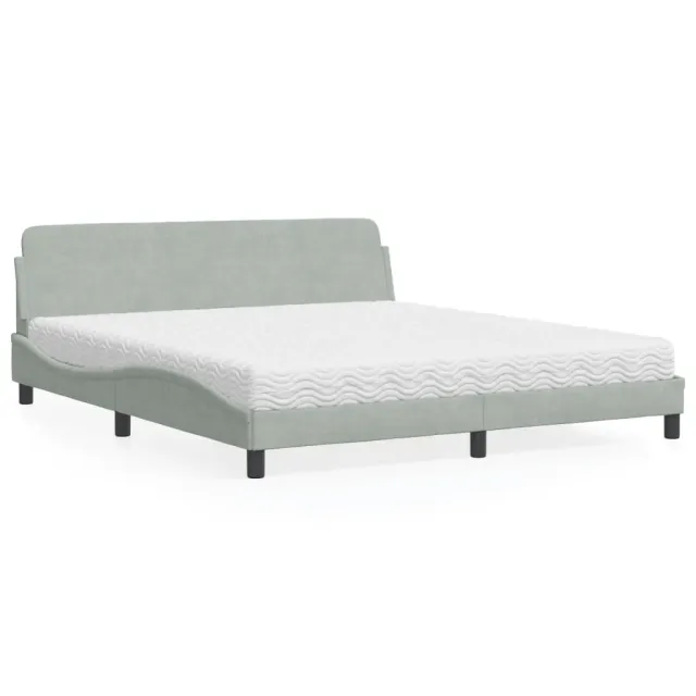 Lit avec matelas Dover gris clair 180x200 cm velours