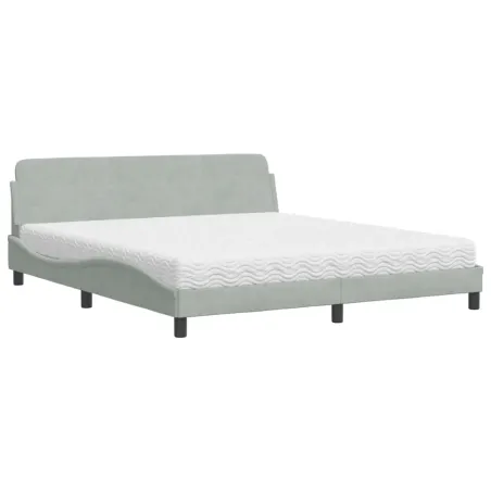 Lit avec matelas Dover gris clair 180x200 cm velours