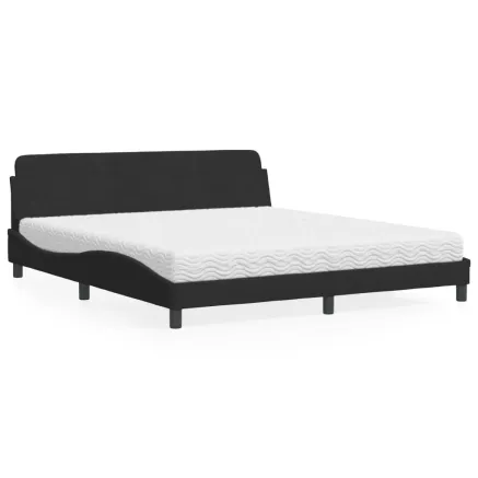Lit avec matelas Dover noir 180x200 cm velours