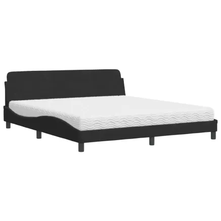 Lit avec matelas Dover noir 180x200 cm velours 2