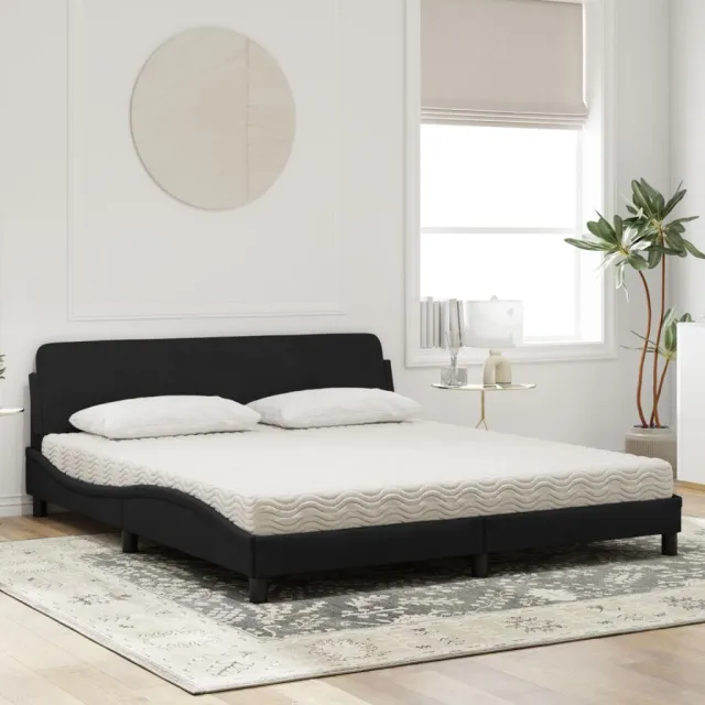 Lit avec matelas Dover noir 180x200 cm velours