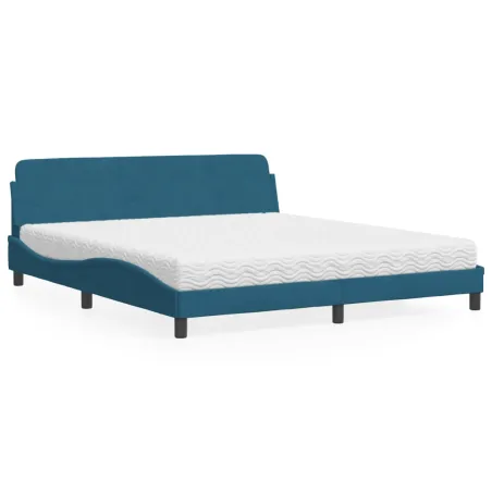Lit avec matelas Dover bleu 180x200 cm velours