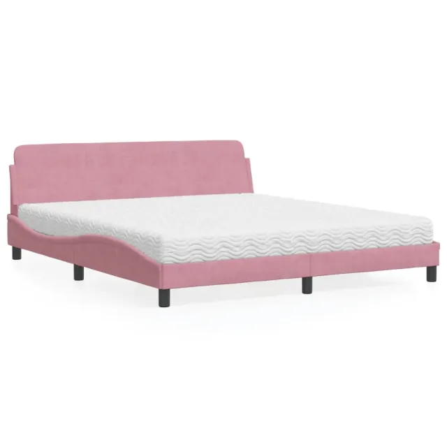 Lit avec matelas Dover rose 180x200 cm velours