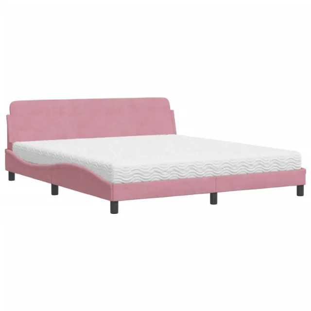 Lit avec matelas Dover rose 180x200 cm velours