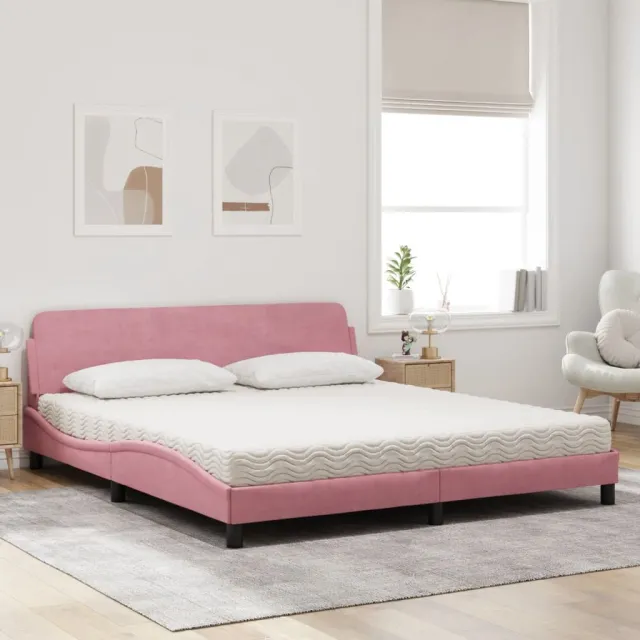 Lit avec matelas Dover rose 180x200 cm velours