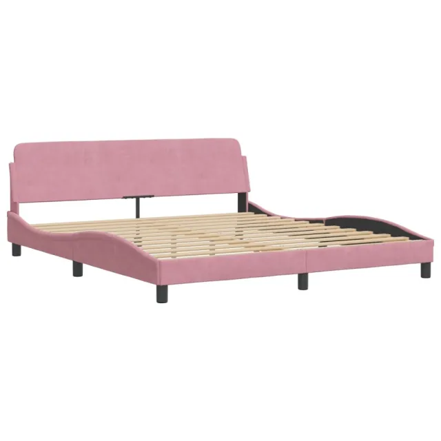 Lit avec matelas Dover rose 180x200 cm velours