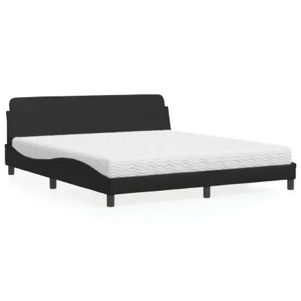 Lit avec matelas Dover noir 180x200 cm similicuir