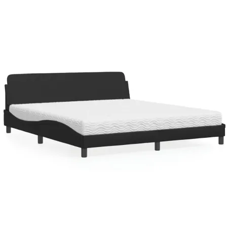 Lit avec matelas Dover noir 180x200 cm similicuir