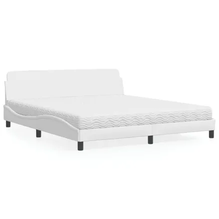 Lit avec matelas Dover blanc 180x200 cm similicuir