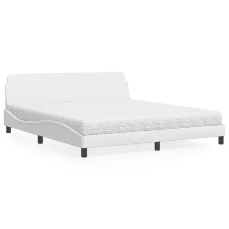 Lit avec matelas Dover blanc 180x200 cm similicuir