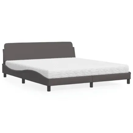 Lit avec matelas Dover gris 180x200 cm similicuir