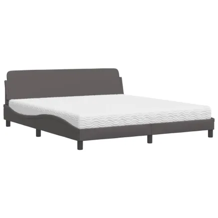 Lit avec matelas Dover gris 180x200 cm similicuir 2