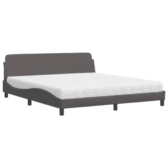Lit avec matelas Dover gris 180x200 cm similicuir