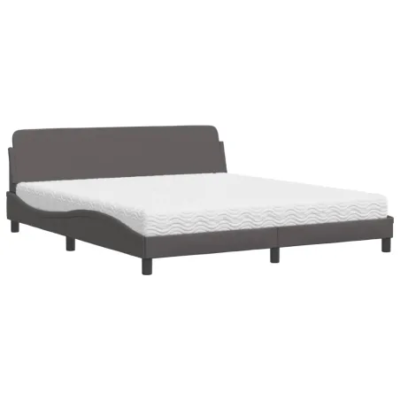 Lit avec matelas Dover gris 180x200 cm similicuir