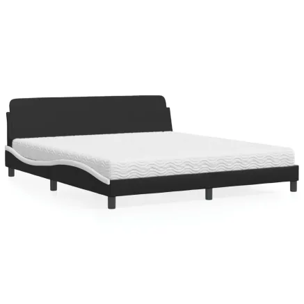 Lit avec matelas Dover noir et blanc 180x200 cm similicuir
