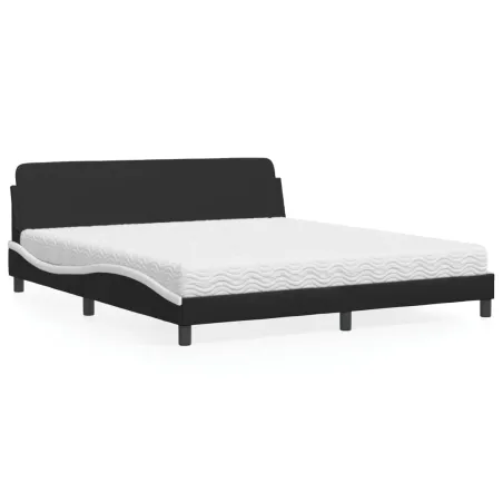 Lit avec matelas Dover noir et blanc 180x200 cm similicuir