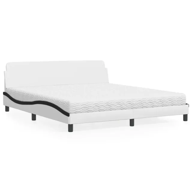 Lit avec matelas Dover blanc et noir 180x200 cm similicuir