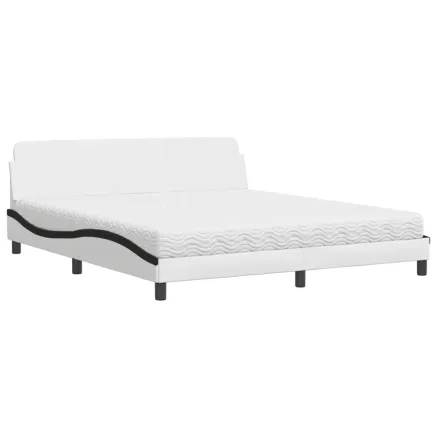 Lit avec matelas Dover blanc et noir 180x200 cm similicuir 2